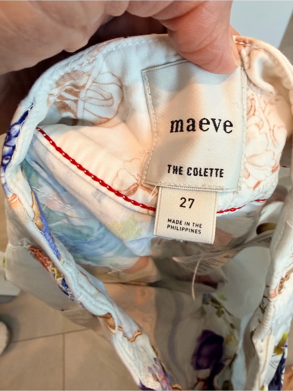 Maeve White Wide-Leg Jeans with Blue Delft & Multicolor Floral Print - Picture 5 of 6